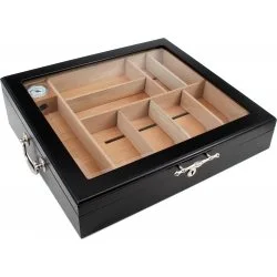 Sort humidor med glasslokk