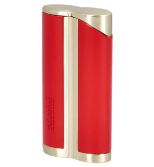 adorini single jet curve lighter rød / satin-gull inkl. sigarstanse