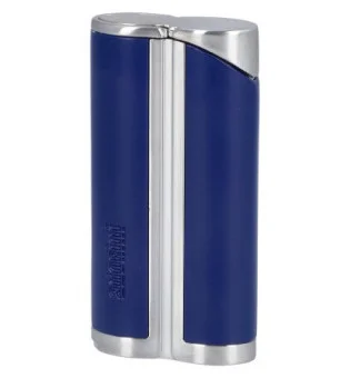 adorini single jet curve lighter blå / satin-sølv inkl. sigarstanse