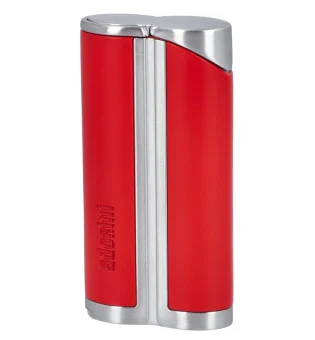 adorini single jet curve lighter rød / satin-sølv inkl. sigarstanse