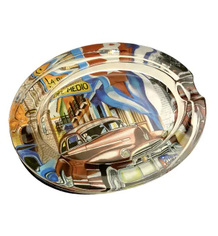 Sigaraskebeger, glass, ovalt, med Kubadesign, 2 holdere