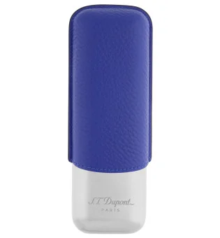 S.T. Dupont sigaretui for 2 sigarer blå og krom 183267