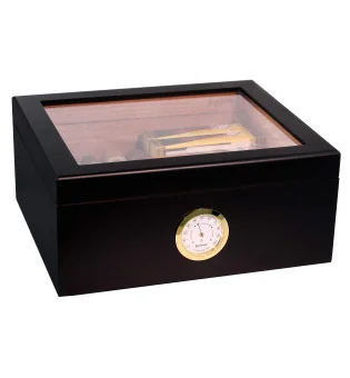 BigSmoke Humidor medium svart med glasslokk