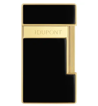 S.T. Dupont Slimmy lighter sort lakk og gull 028222
