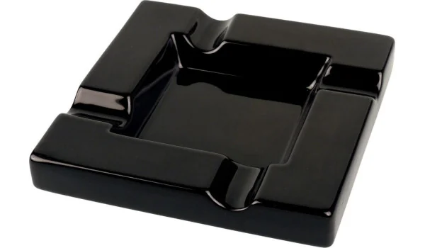 Sigaraskebeger keramikk svart med 4 sigarstøtter