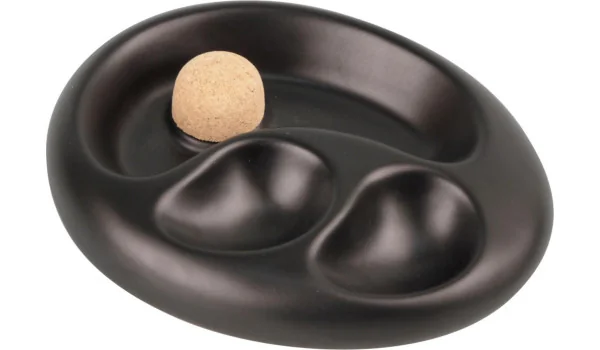 Pipeaskebeger keramikk oval matt svart med 2 hyller
