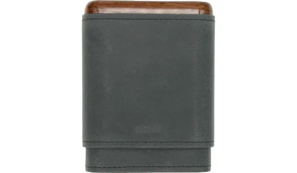 adorini sigaretui i ekte lær svart 3-5 sigarer topp og bunn i tre