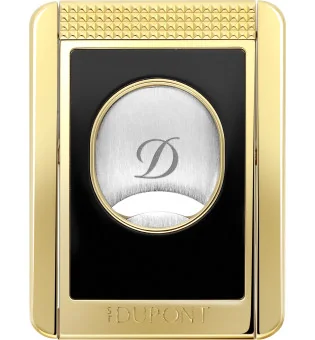 S.T. Dupont dobbeltbladet sigarskjærer med sigarholder, svart og gull 003553