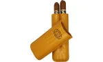 Partagas sigaretui i lær, sennepsfarget, til 2 sigarer