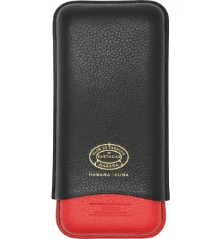 Partagas Series, læretui, svart og rød, med gyllen logo