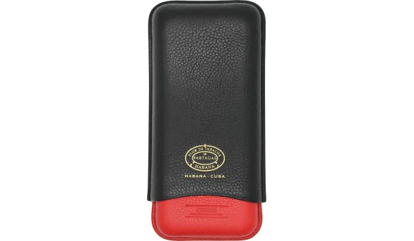 Partagas Series lærveske svart og rød med gyllen logo