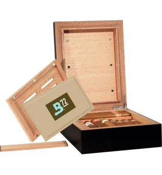 BigSmoke Humidor, mini, sort, inkl. Boveda-pakke 72%