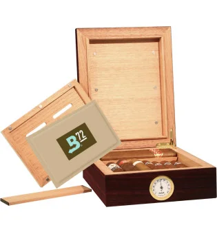 BigSmoke Humidor, mini, brun, inkl. Boveda-pakke 72%
