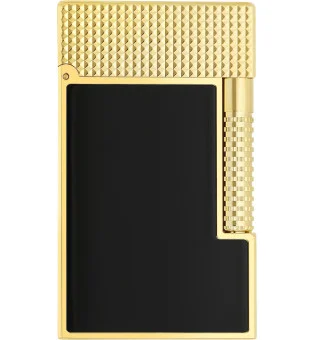 S.T. Dupont Le Grand, lighter sortlakk, gult gull, diamanthoder, C23790CL